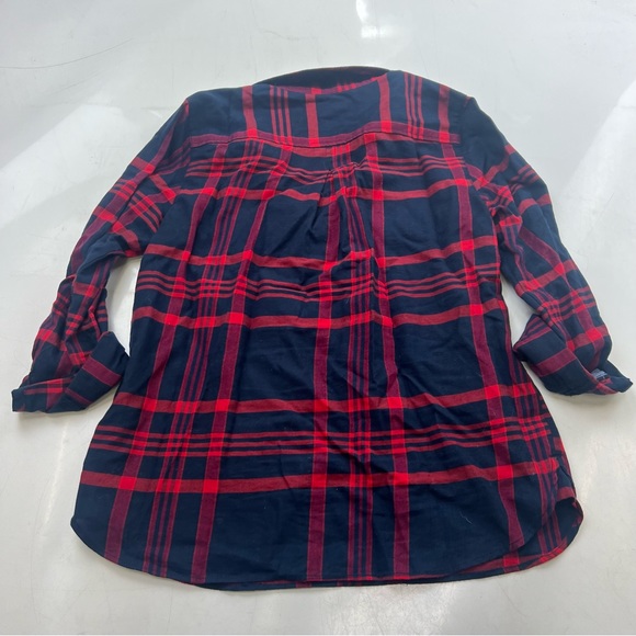 tommy Hilfiger women’s blue red flannel button down shirt M L55-27 - Picture 3 of 5